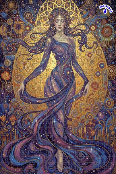 Teona Ahşap Mysterious Galaxy Woman Oil Painting Look Double Layer Framed Woo...