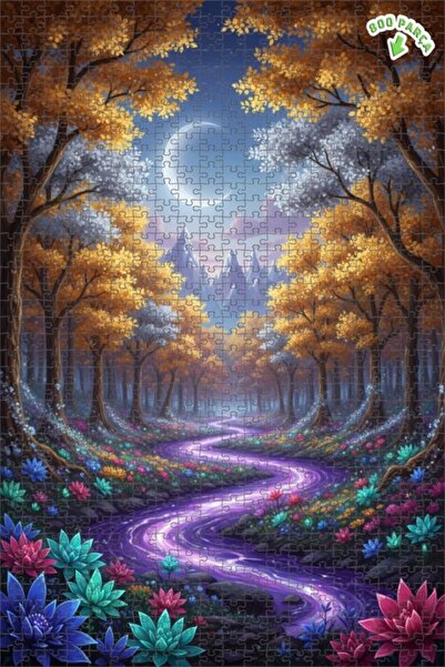 Teona Ahşap لغز خشبي مؤطر بطبقتين بمظهر لوحة زيتية لجسر نهر الغابة الخيالية 8...