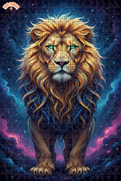 Teona Ahşap Lion Pattern Double Layer Framed Wooden Puzzle 500 Pieces 50X30