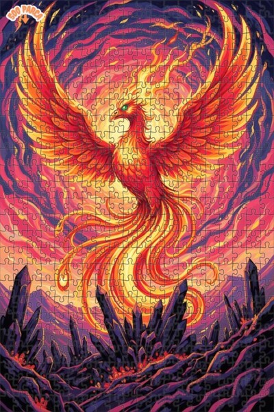 Teona Ahşap لغز خشبي بإطار مزدوج الطبقات بمظهر لوحة زيتية لطائر العنقاء المتو...