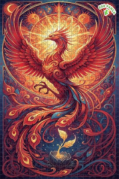 Teona Ahşap لغز خشبي مؤطر بطبقتين بمظهر لوحة زيتية فنية لطائر العنقاء 800 قطع...