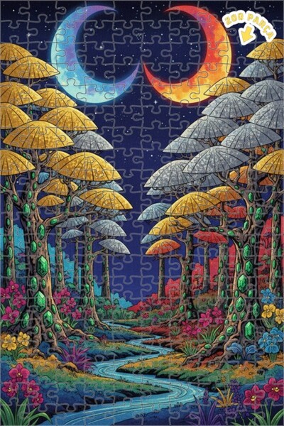 Teona Ahşap لغز خشبي مؤطر بطبقتين من غابة القمر الغامضة 200 قطعة 25×35