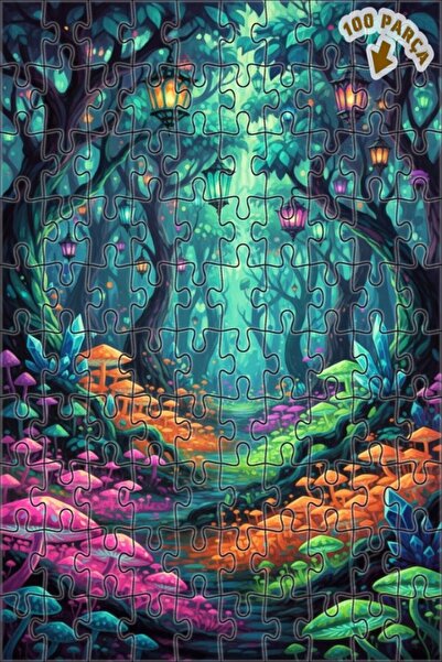 Teona Ahşap ألغاز خشبية مؤطرة بطبقتين بمظهر لوحة زيتية لغابات سحرية 100 قطعة ...