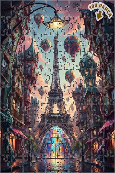 Teona Ahşap لغز خشبي مؤطر بطبقتين بمظهر لوحة زيتية لحفلة بالونات سحرية في بار...