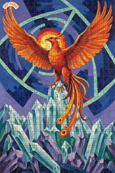 Teona Ahşap Gorgeous Phoenix Art Pattern Double Layer Framed Wooden Puzzle 50...