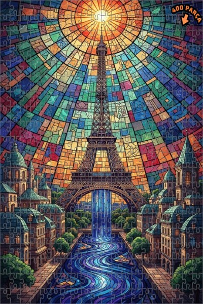 Teona Ahşap لغز خشبي بإطار مزدوج الطبقات مع منظر برج إيفل في باريس ونافذة زجا...