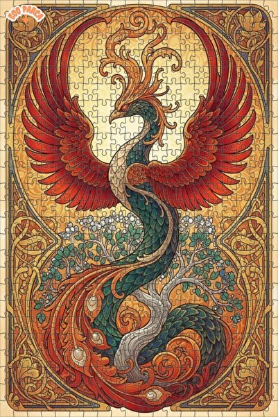 Teona Ahşap لغز خشبي مؤطر بطبقتين بمظهر لوحة زيتية لمجنح العنقاء الأسطوري 500...