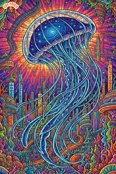 Teona Ahşap لغز خشبي رائع بإطار مزدوج الطبقات لمشهد مدينة قناديل البحر 500 قط...