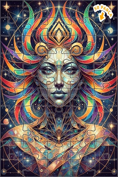 Teona Ahşap لغز خشبي ملون بإطار مزدوج الطبقات بمظهر نسائي كوني 50 قطعة 15×25