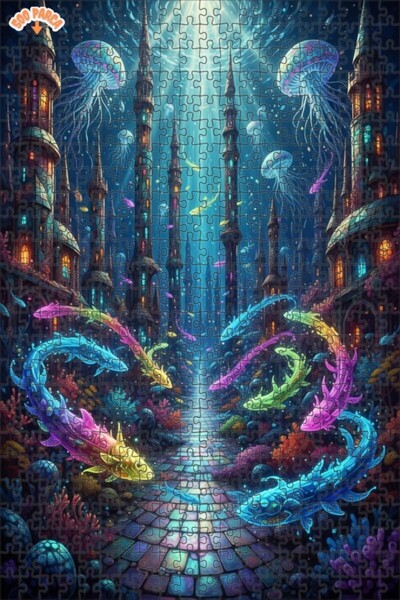 Teona Ahşap لغز قلعة تحت البحر الرائعة 500 قطعة 50×30