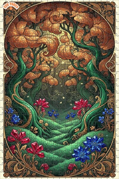 Teona Ahşap لغز خشبي مؤطر بطبقتين بتصميم فني يشبه لوحة زيتية من سلسلة الغابة ...