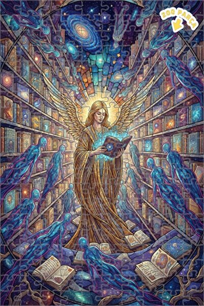 Teona Ahşap مكتبة حكمة الملائكة لوحة زيتية ذات طابقين مع إطار خشبي 200 قطعة 2...