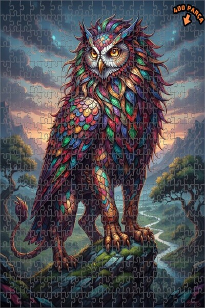 Teona Ahşap لغز خشبي ملون على شكل بومة ذات طبقتين بإطار 400 قطعة 35×35