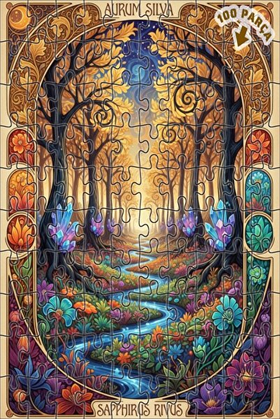 Teona Ahşap لغز خشبي بإطار مزدوج الطبقات من جولدن فورست ريفر 100 قطعة 25x25