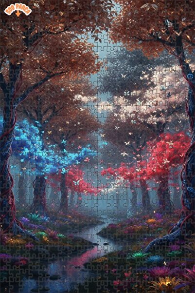 Teona Ahşap لغز خشبي بإطار مزدوج الطبقات بمظهر لوحة زيتية لغابة الفراشات الخي...