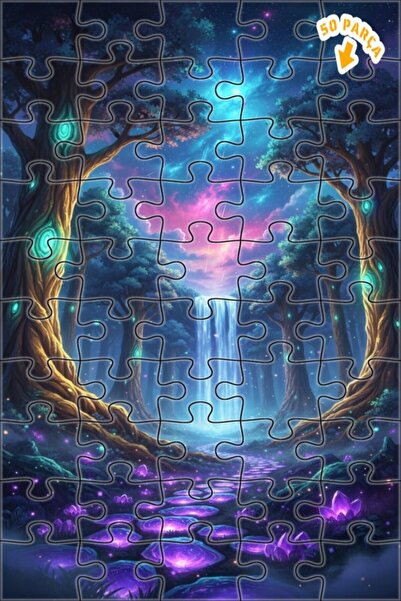 Teona Ahşap لغز خشبي مؤطر بطبقتين بمظهر لوحة زيتية لمسار شلال الغابة السحرية ...