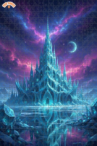 Teona Ahşap Ice Castle Tale Digital Art Look Wooden Puzzle 500 Pieces 50X30