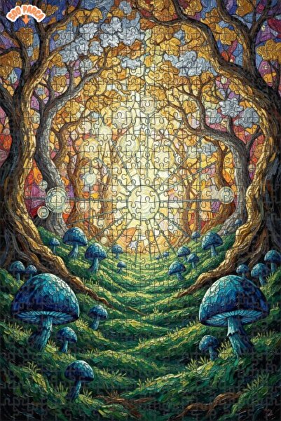 Teona Ahşap لغز خشبي مؤطر بطبقتين بمظهر لوحة زيتية لشمس الغابة الغامضة 500 قط...