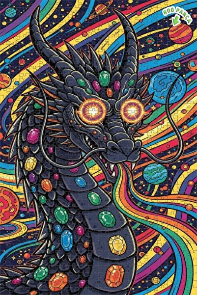 Teona Ahşap لغز خشبي بإطار مزدوج الطبقات بمظهر التنين قوس قزح 800 قطعة 70×50