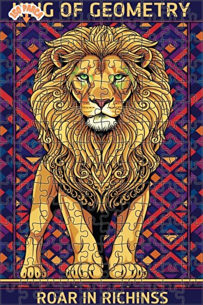 Teona Ahşap The Lion King Geometric Art Double Layer Framed Wooden Puzzle 150...
