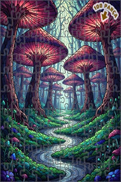 Teona Ahşap لغز خشبي مؤطر بطبقتين من غابة الفطر السحرية 100 قطعة 25x25