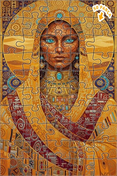 Teona Ahşap لوحة فنية بتأثير الزيت لملكة الصحراء الذهبية، لغز خشبي بإطار مزدو...