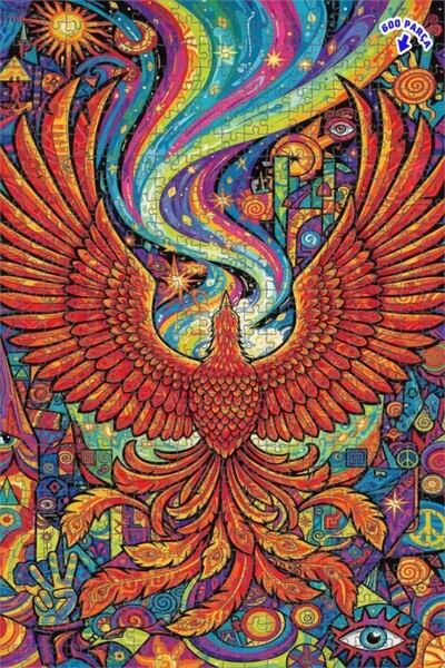 Teona Ahşap لوحة فنية عصرية بتصميم طائر الفينيق السحري، لوحة خشبية مؤطرة بطبق...