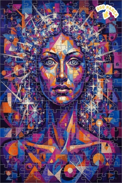 Teona Ahşap لوحة فنية حديثة بمظهر الزيت الكوزميتيك على شكل وجه، لغز خشبي بإطا...