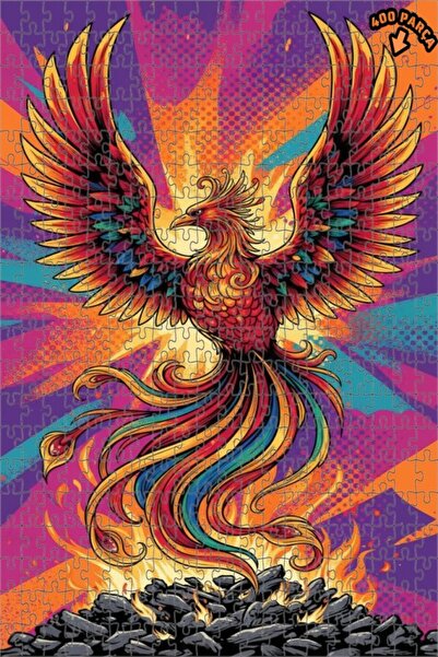 Teona Ahşap لغز خشبي بإطار مزدوج الطبقات بمظهر لوحة زيتية لطائر الفينيق الأحم...