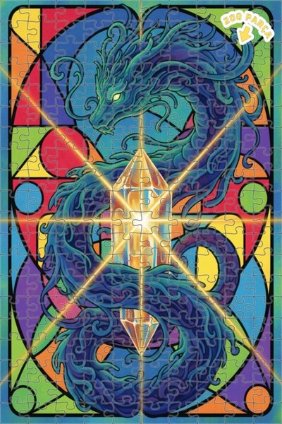 Teona Ahşap لوحة زيتية بطاقة الكريستال السحرية على شكل تنين، لغز خشبي بإطار م...