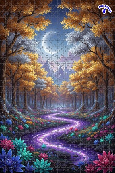 Teona Ahşap لغز خشبي مؤطر بطبقتين بمظهر لوحة زيتية لمشهد نهر الغابة الخيالي 6...