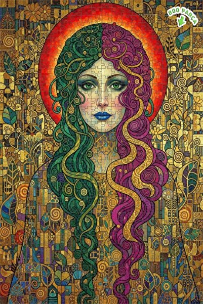 Teona Ahşap لغز خشبي بإطار مزدوج الطبقات بمظهر لوحة زيتية لصورة امرأة على طرا...