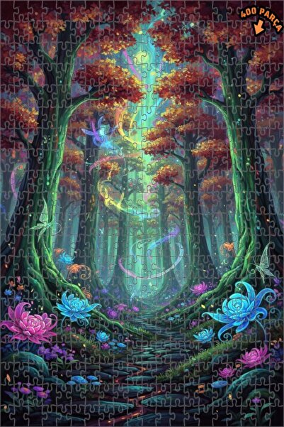 Teona Ahşap لغز خشبي مؤطر بطبقتين بمظهر لوحة زيتية لرحلة الغابة السحرية 400 ق...