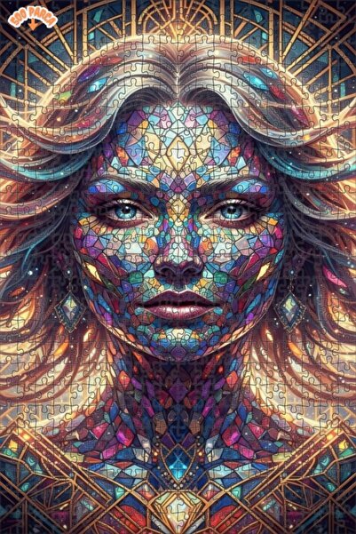 Teona Ahşap لغز خشبي بإطار مزدوج الطبقات بمظهر لوحة زيتية لوجه امرأة فسيفسائي...