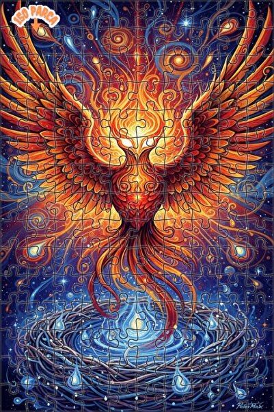 Teona Ahşap لغز خشبي بإطار مزدوج الطبقات بمظهر لوحة زيتية لطائر الفينيق المتص...