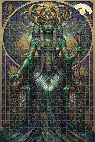 Teona Ahşap لغز خشبي بإطار مزدوج الطبقات بمظهر لوحة زيتية لملكة الميدوسا الخض...