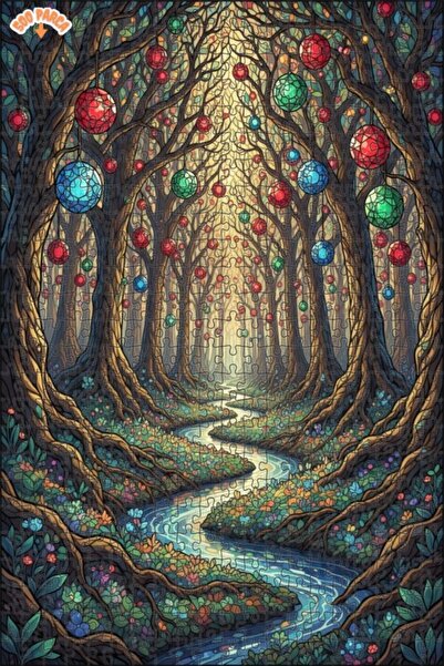 Teona Ahşap لغز خشبي مؤطر بطبقتين بمظهر لوحة زيتية لغابة كريستالية سحرية 500 ...