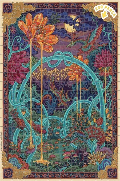 Teona Ahşap لغز فني على شكل غابة زهور كريستالية على شكل تنين، 200 قطعة، 25×35
