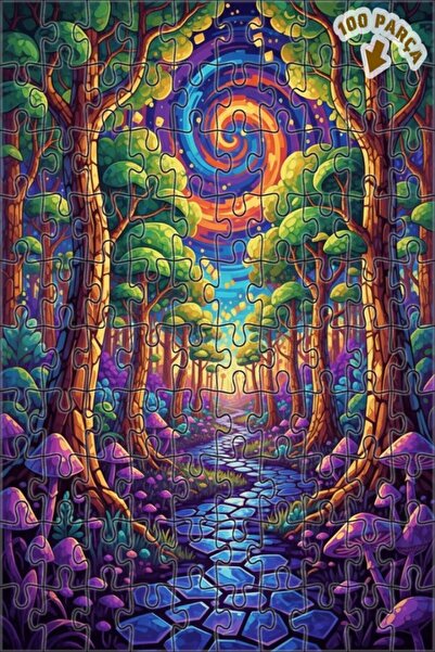 Teona Ahşap لغز خشبي مؤطر بطبقتين من مسار الغابة السحرية 100 قطعة 25x25