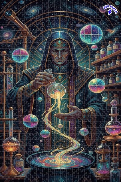 Teona Ahşap لغز فني لمجموعة العلوم السحرية 600 قطعة 50x35