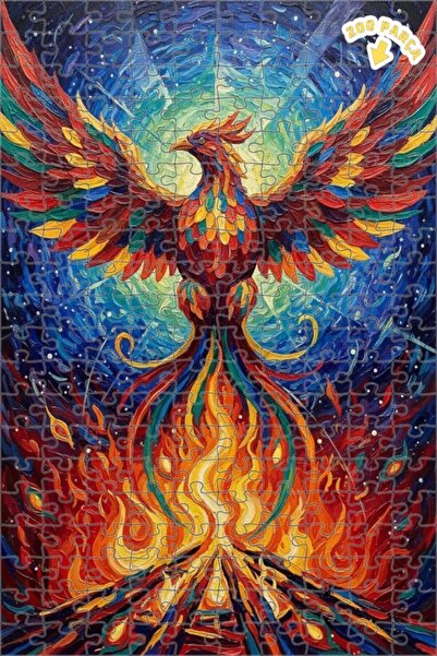 Teona Ahşap لغز خشبي بإطار مزدوج الطبقات بمظهر لوحة زيتية لـ "ملكة اللهب طائر...