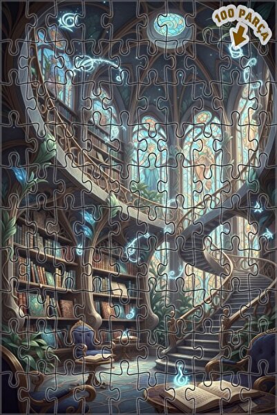 Teona Ahşap لغز خشبي مؤطر بطبقتين للمكتبة السحرية 100 قطعة 25×25