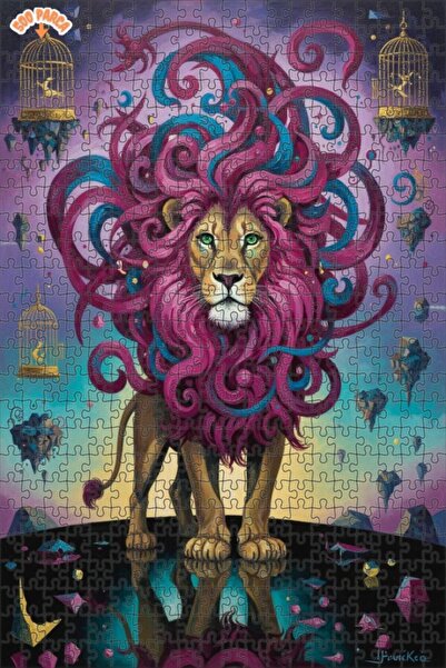 Teona Ahşap Magical Lion's Dream Path Double Layer Framed Wooden Puzzle 500 P...