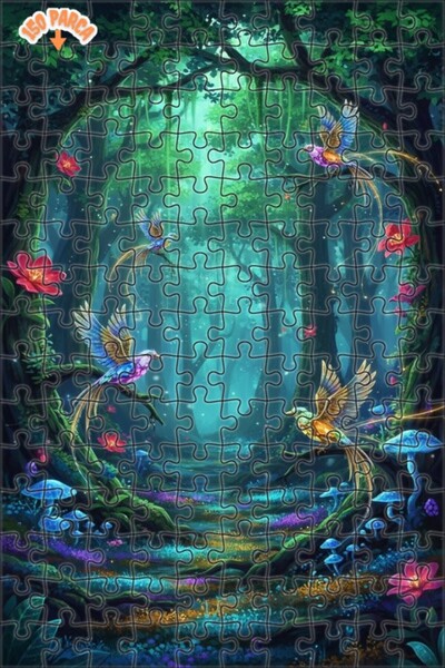 Teona Ahşap لغز فني على شكل طيور الغابة السحرية بمظهر الألوان المائية 150 قطع...