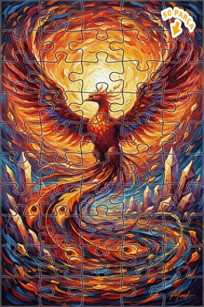 Teona Ahşap لغز فني بمظهر لوحة زيتية لمجنح الفينيق الأسطوري 50 قطعة 15×25