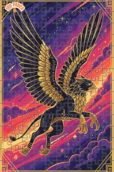 Teona Ahşap لغز خشبي بإطار مزدوج الطبقات على شكل جريفين ذهبي 150 قطعة 20x30