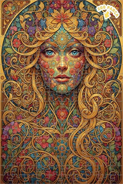 Teona Ahşap لوحة زيتية لصورة امرأة بنمط زهور سحرية، لغز خشبي بإطار مزدوج الطب...