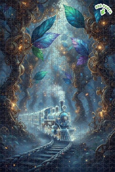 Teona Ahşap لغز خشبي بإطار مزدوج الطبقات على شكل غابة القطار البخاري 800 قطعة...