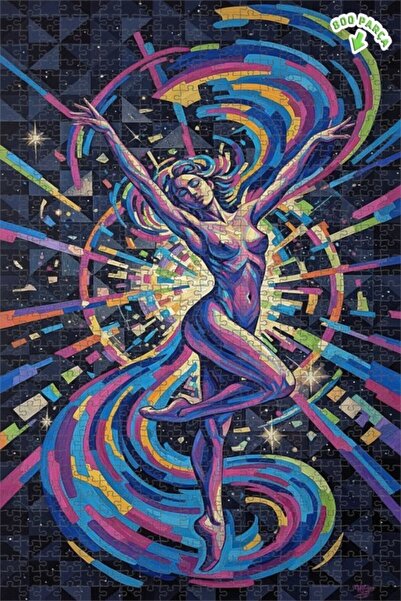 Teona Ahşap لوحة فنية حديثة بتصميم راقص مبهج بمظهر زيتية، لغز خشبي بإطار مزدو...