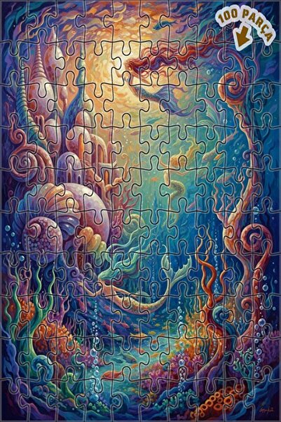 Teona Ahşap لغز خشبي مؤطر بطبقتين بتصميم حكاية سحرية من البحر 100 قطعة 25×25